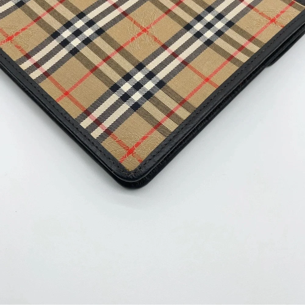 Auth Burberry Nova Check Shadow Horse Canvas Beige Clutch bag